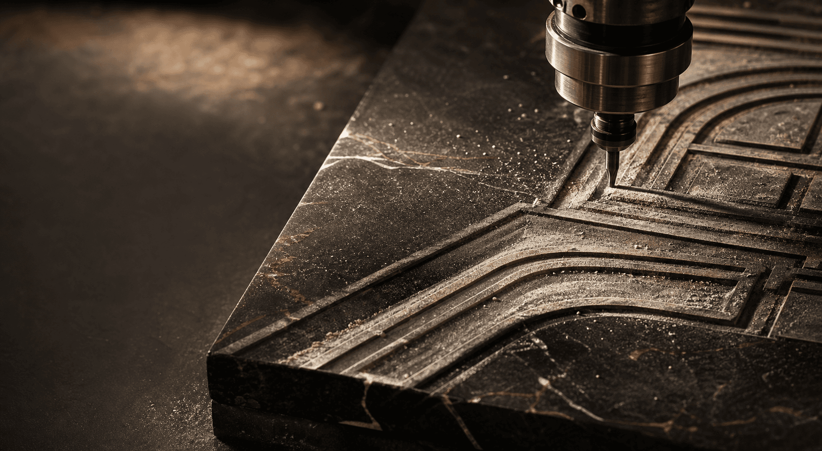 Illustrative study of geometric engraving on a stone surface